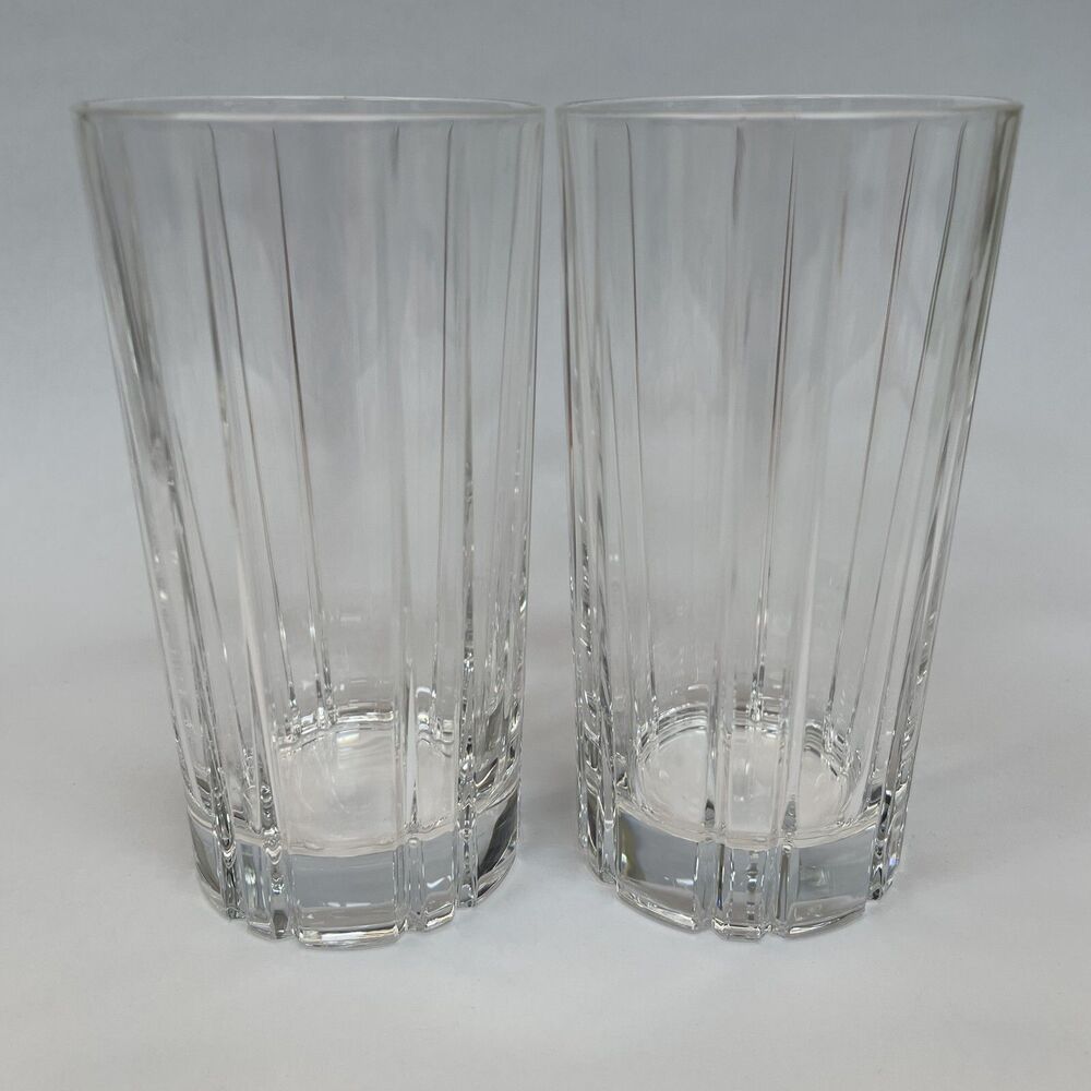 Royal Crystal Rock Glass Novacento Highball Glasses 5 5/8" High Lot of 2